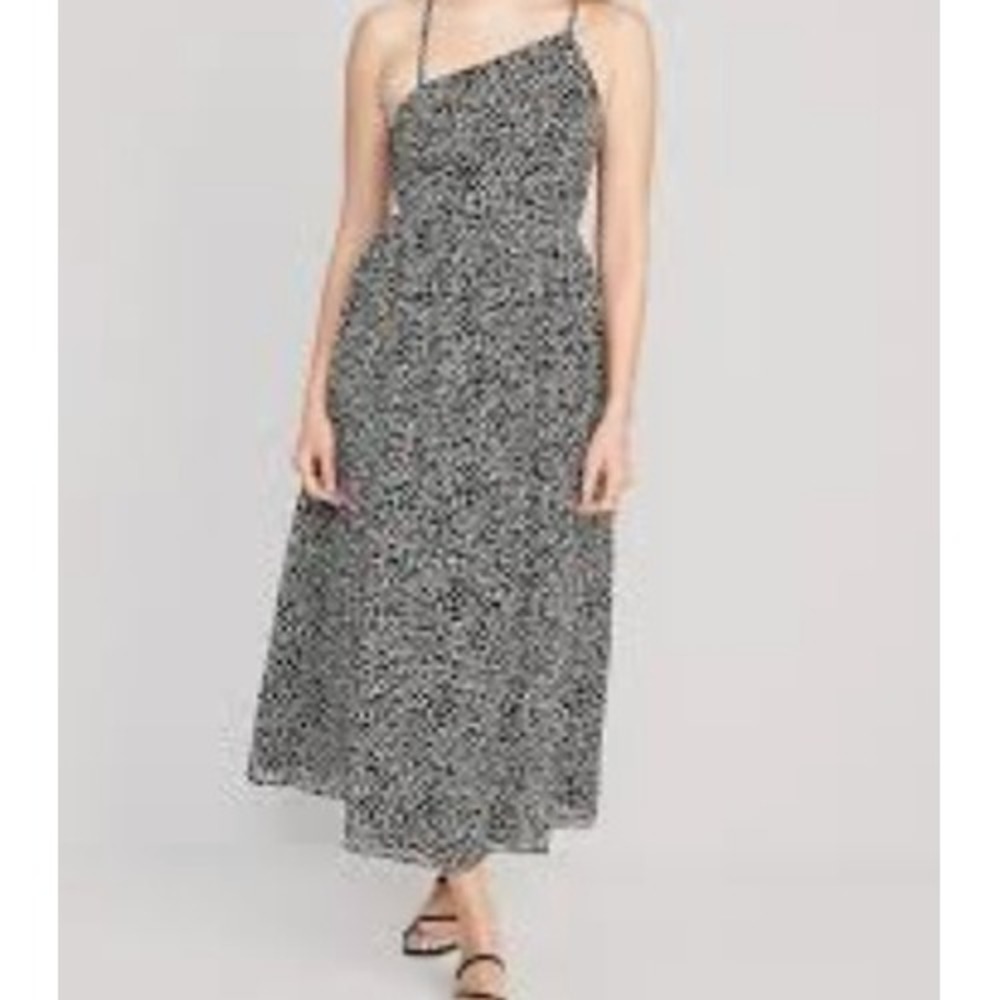 Old Navy Womens Fit & Flare One-Shoulder Maxi Dress‎ Large Black Feminine Flowy